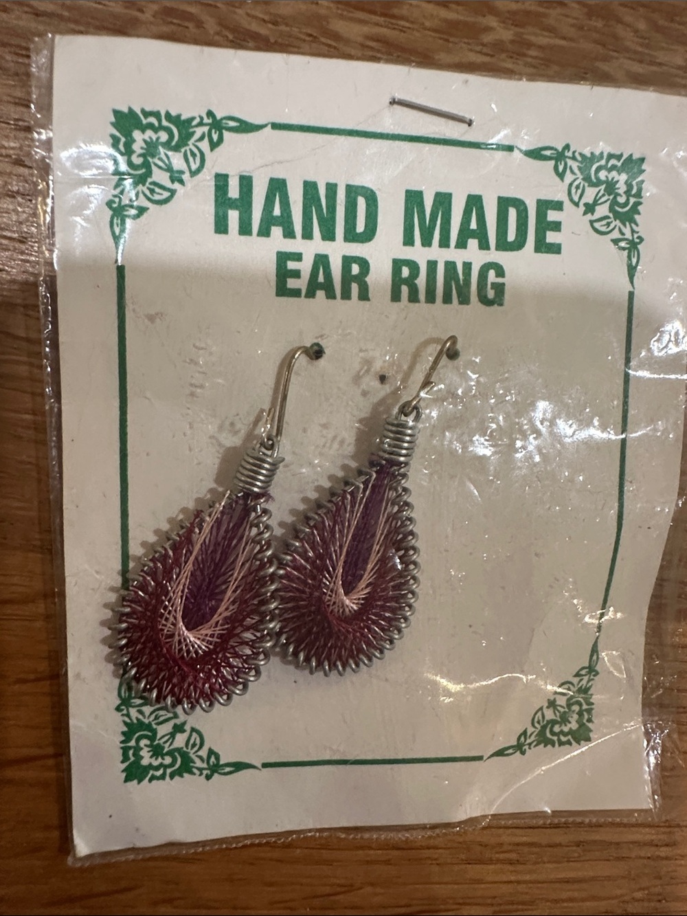 Hand Made Purple Teardrop Wire Earrings